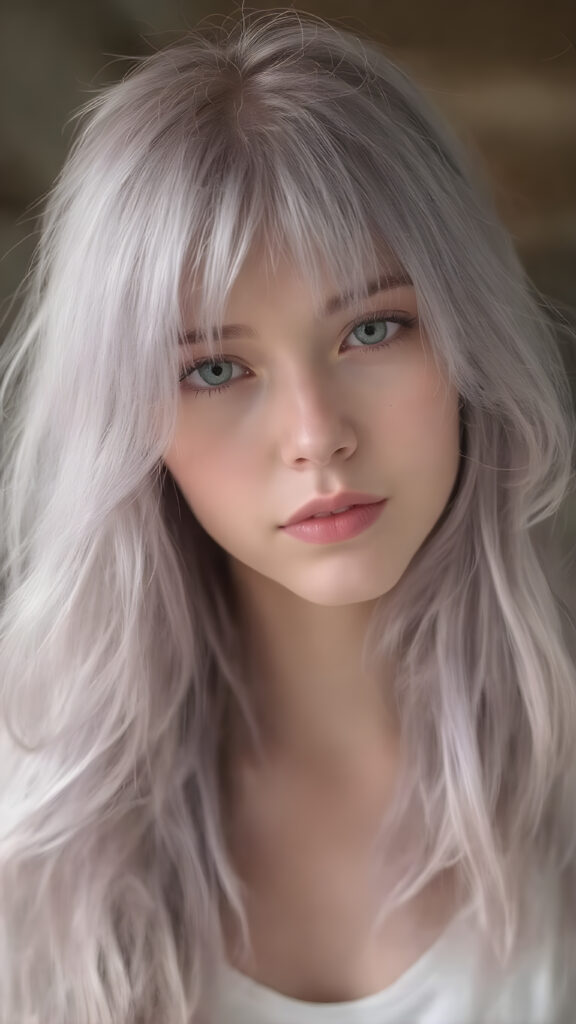 a young detailed and realistic adult tomboy girl with long soft lilac colored hair, sweet face, she smells of lilac